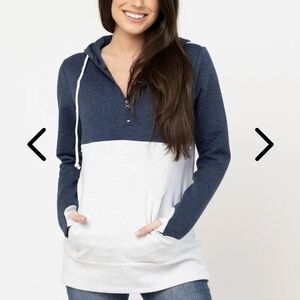 Nursing Queen hoodie quarter zip Blue waffle